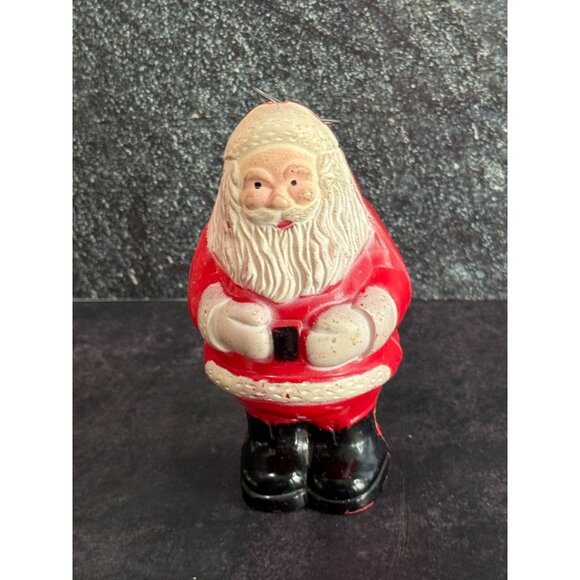 Vintage Celluloid Santa Claus Christmas Ornament Bulb Cover Red & White 4 3/4" T - Picture 6 of 7